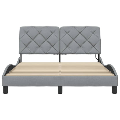 Bettgestell mit LED ohne Matratze Hellgrau 120x200 cm Stoff