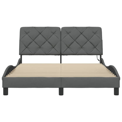 Bettgestell mit LED ohne Matratze Dunkelgrau 120x200 cm Stoff