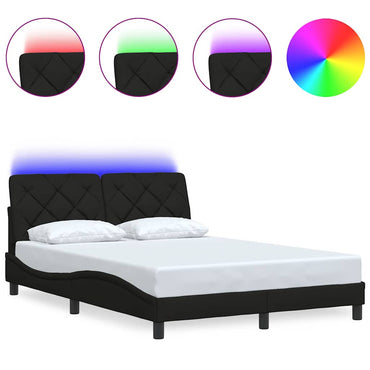 vidaXL Bettgestell mit LED ohne Matratze Schwarz 120x200 cm Stoff