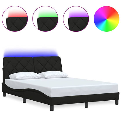 vidaXL Bettgestell mit LED ohne Matratze Schwarz 120x200 cm Stoff