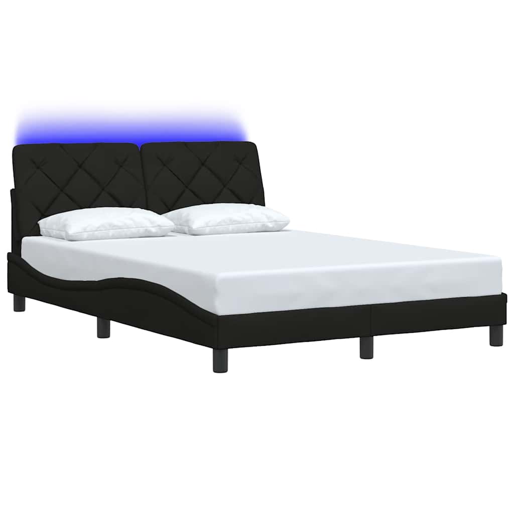 vidaXL Bettgestell mit LED ohne Matratze Schwarz 120x200 cm Stoff