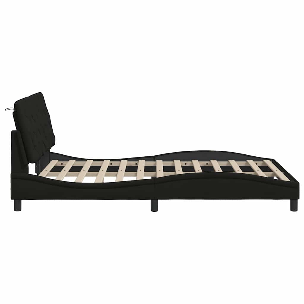 vidaXL Bettgestell mit LED ohne Matratze Schwarz 120x200 cm Stoff