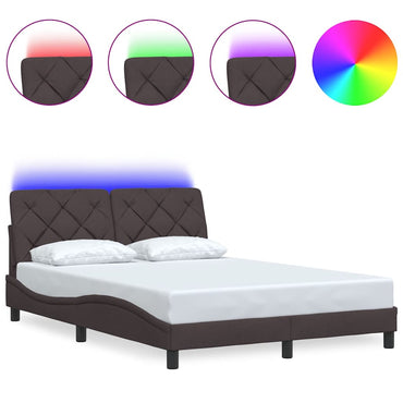 vidaXL Bettgestell mit LED ohne Matratze Dunkelbraun 120x200 cm Stoff