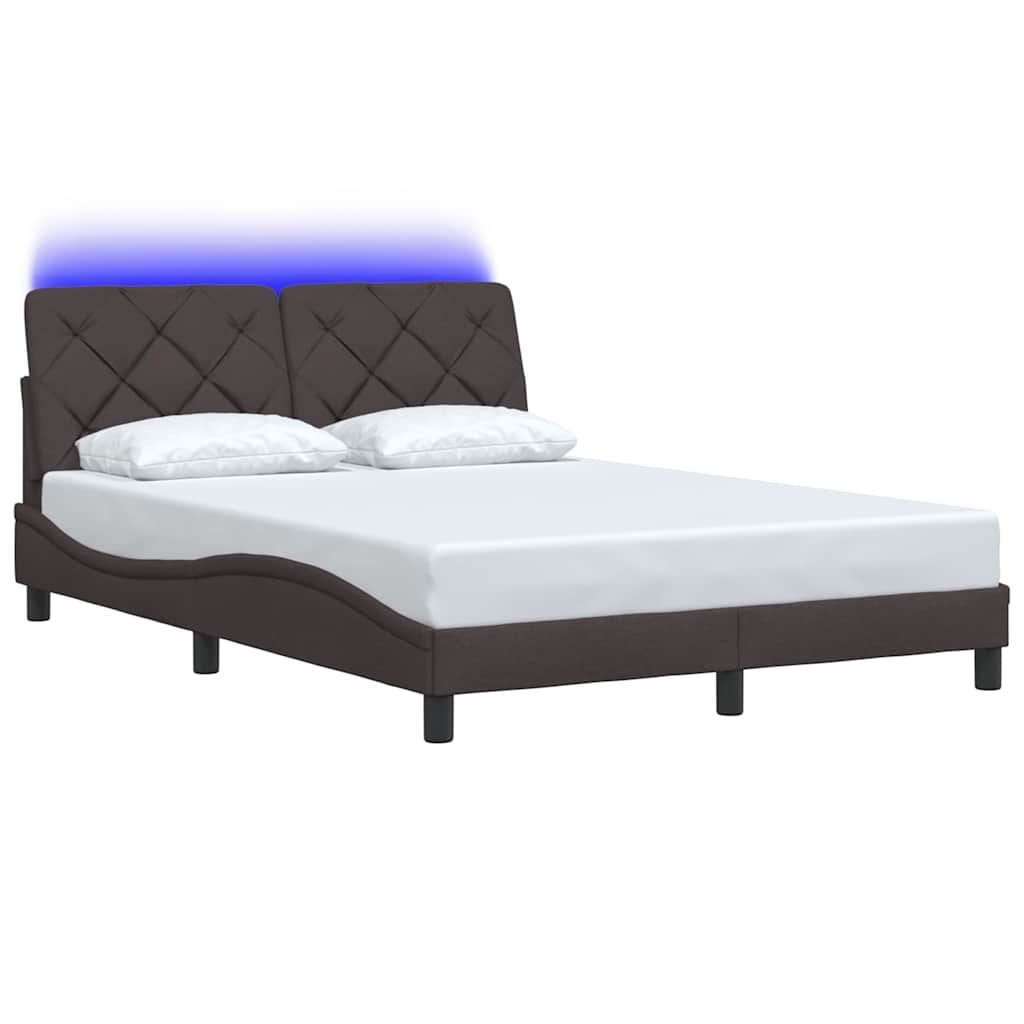vidaXL Bettgestell mit LED ohne Matratze Dunkelbraun 120x200 cm Stoff