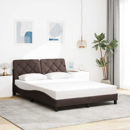 vidaXL Bettgestell mit LED ohne Matratze Dunkelbraun 120x200 cm Stoff