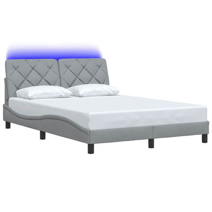 vidaXL Bettgestell mit LED ohne Matratze Hellgrau 140x190 cm Stoff