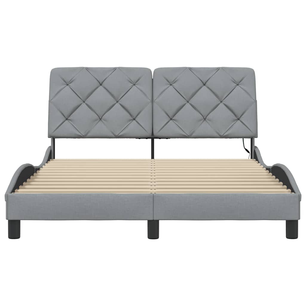 vidaXL Bettgestell mit LED ohne Matratze Hellgrau 140x190 cm Stoff