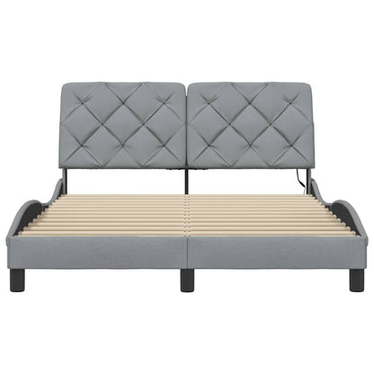 vidaXL Bettgestell mit LED ohne Matratze Hellgrau 140x190 cm Stoff