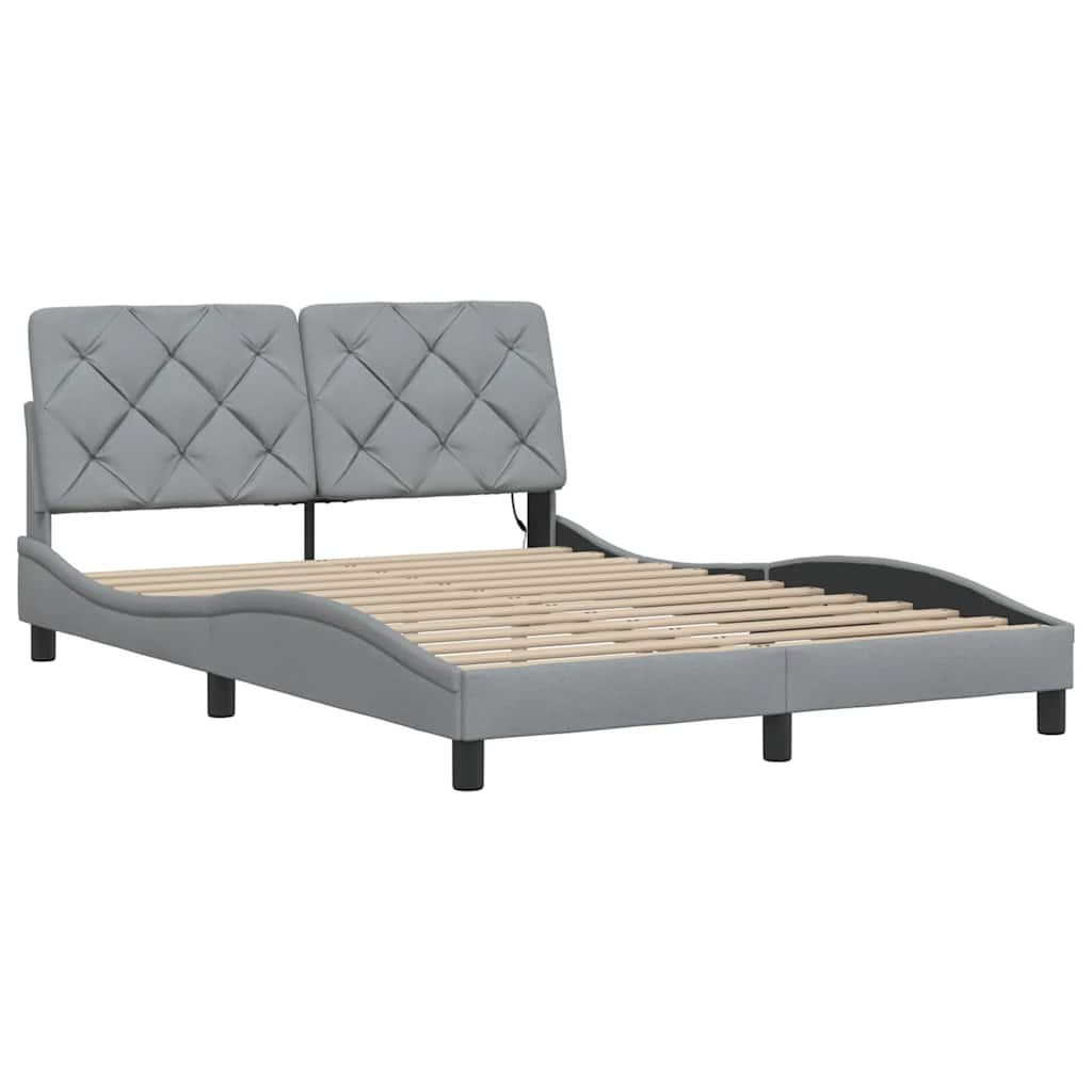 vidaXL Bettgestell mit LED ohne Matratze Hellgrau 140x190 cm Stoff
