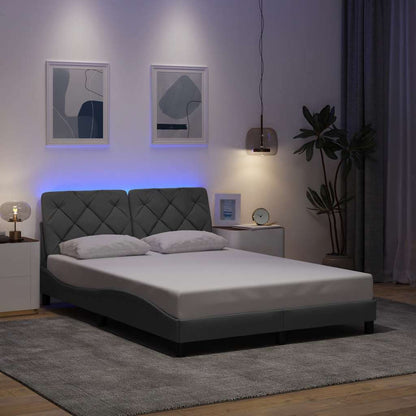 vidaXL Bettgestell mit LED ohne Matratze Hellgrau 140x190 cm Stoff