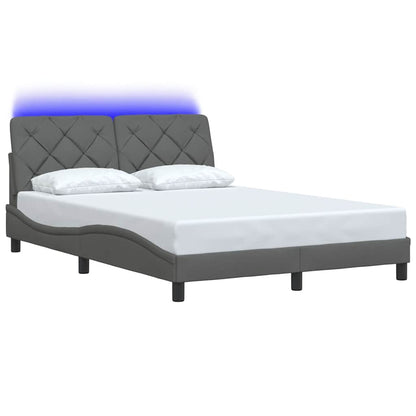 vidaXL Bettgestell mit LED ohne Matratze Dunkelgrau 140x190 cm Stoff