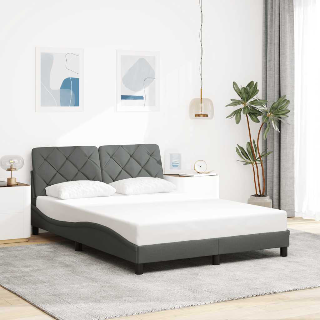 vidaXL Bettgestell mit LED ohne Matratze Dunkelgrau 140x190 cm Stoff