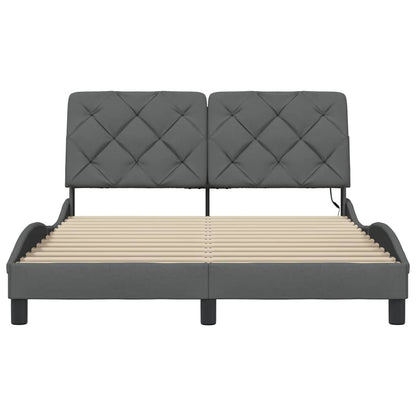 vidaXL Bettgestell mit LED ohne Matratze Dunkelgrau 140x190 cm Stoff