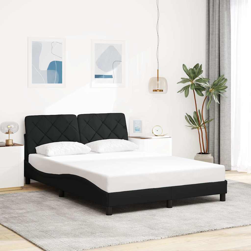 vidaXL Bettgestell mit LED ohne Matratze Schwarz 140x190 cm Stoff