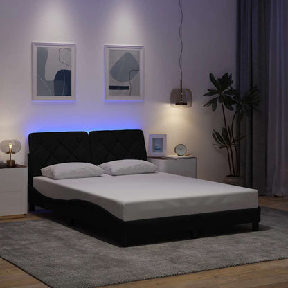vidaXL Bettgestell mit LED ohne Matratze Schwarz 140x190 cm Stoff