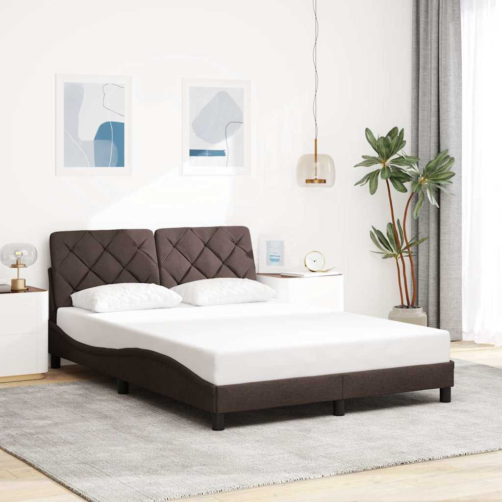 vidaXL Bettgestell mit LED ohne Matratze Dunkelbraun 140x190 cm Stoff