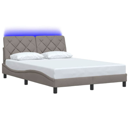 vidaXL Bettgestell mit LED ohne Matratze Taupe 140x200 cm Stoff