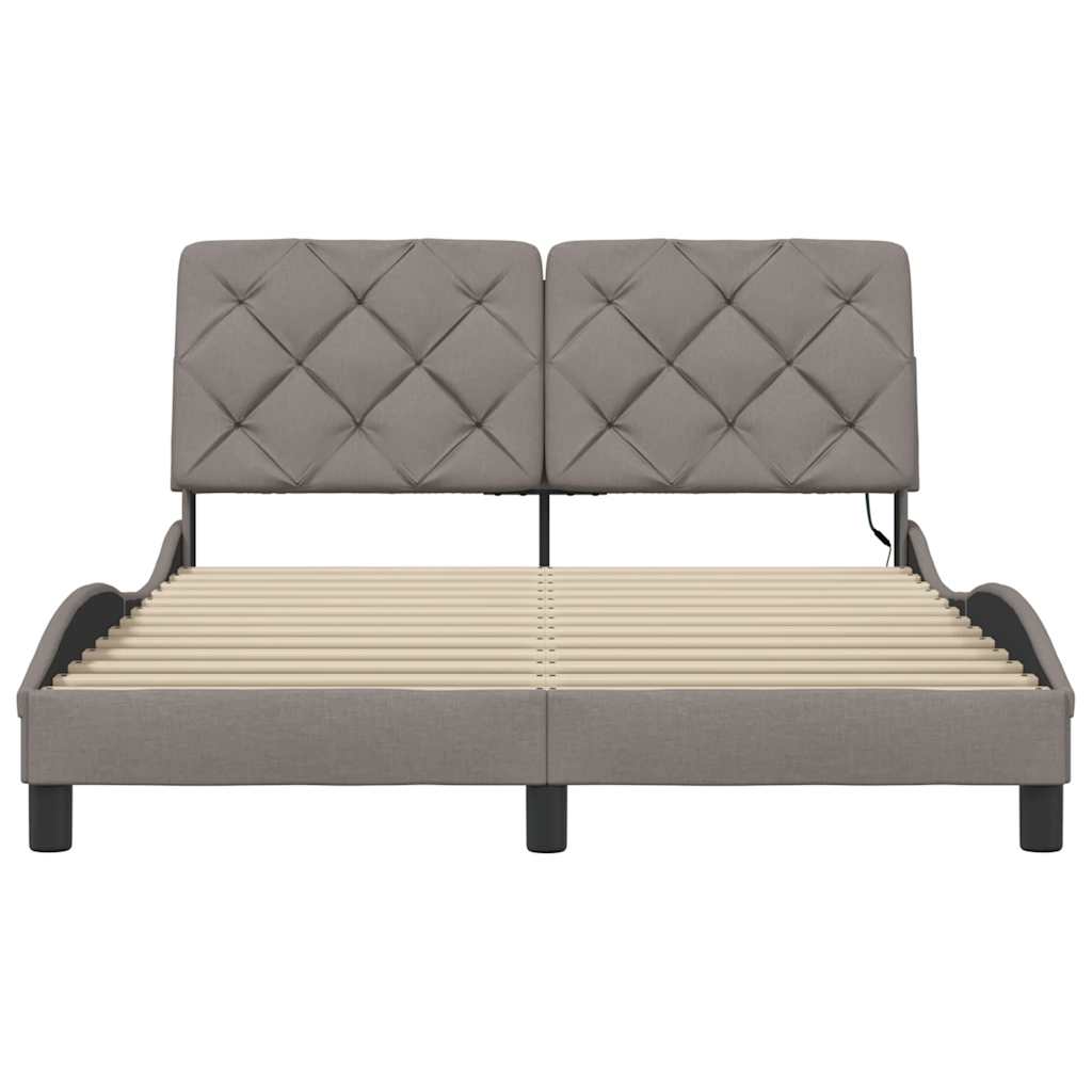 vidaXL Bettgestell mit LED ohne Matratze Taupe 140x200 cm Stoff