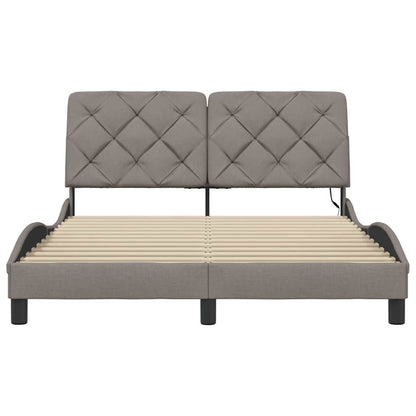 vidaXL Bettgestell mit LED ohne Matratze Taupe 140x200 cm Stoff