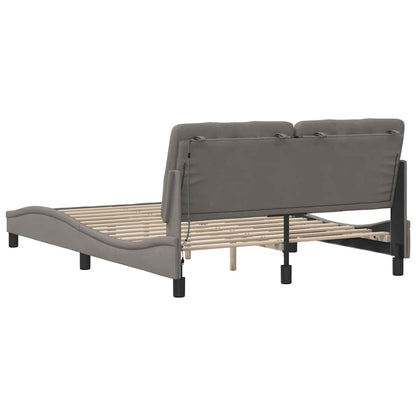 vidaXL Bettgestell mit LED ohne Matratze Taupe 140x200 cm Stoff