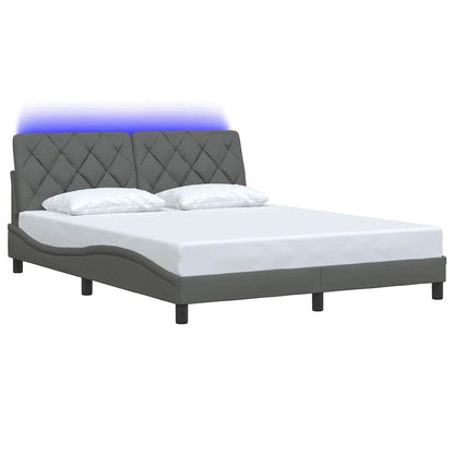 vidaXL Bettgestell mit LED ohne Matratze Dunkelgrau 160x200 cm Stoff