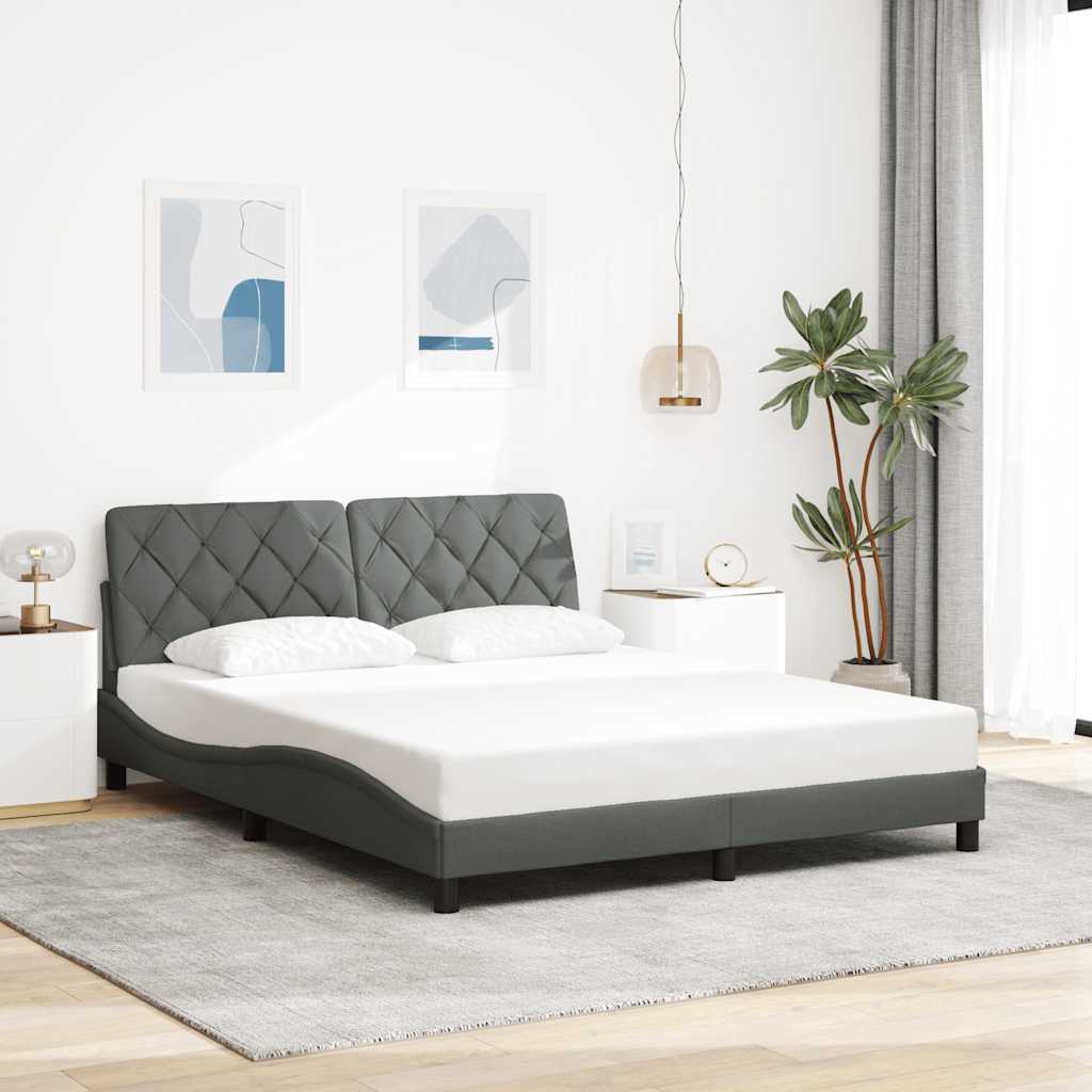 vidaXL Bettgestell mit LED ohne Matratze Dunkelgrau 160x200 cm Stoff