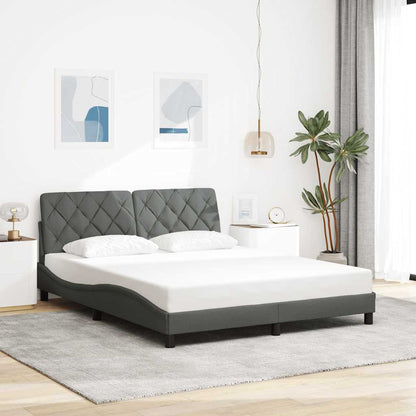 vidaXL Bettgestell mit LED ohne Matratze Dunkelgrau 160x200 cm Stoff