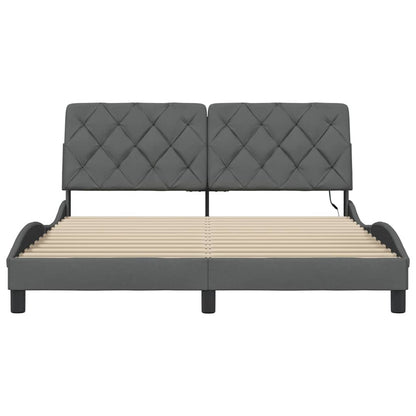 vidaXL Bettgestell mit LED ohne Matratze Dunkelgrau 160x200 cm Stoff