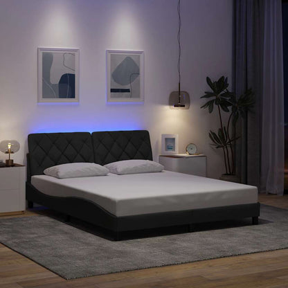 vidaXL Bettgestell mit LED ohne Matratze Dunkelgrau 160x200 cm Stoff