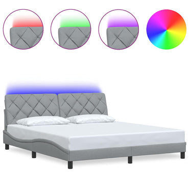 vidaXL Bettgestell mit LED ohne Matratze Hellgrau 180x200 cm Stoff