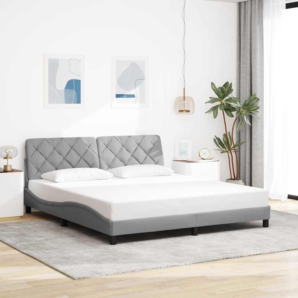 vidaXL Bettgestell mit LED ohne Matratze Hellgrau 180x200 cm Stoff