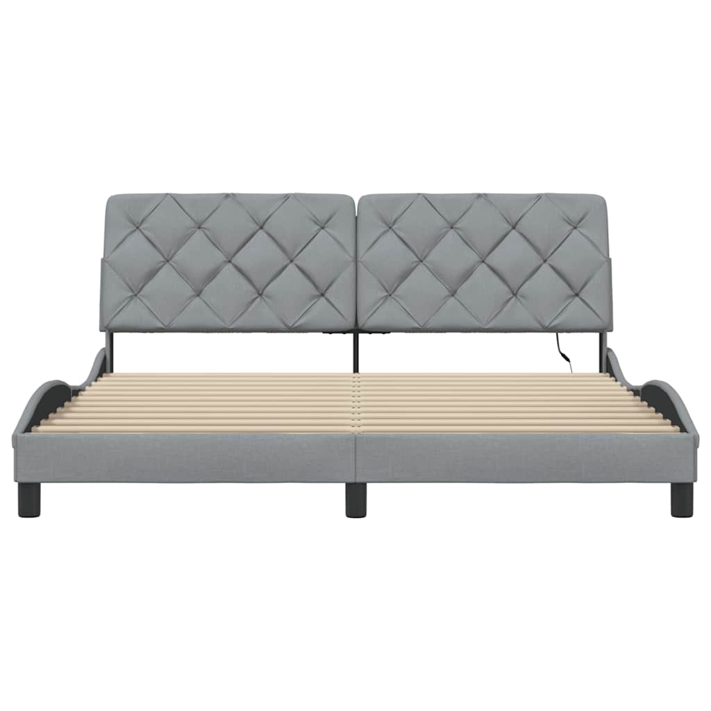 vidaXL Bettgestell mit LED ohne Matratze Hellgrau 180x200 cm Stoff