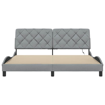 vidaXL Bettgestell mit LED ohne Matratze Hellgrau 180x200 cm Stoff