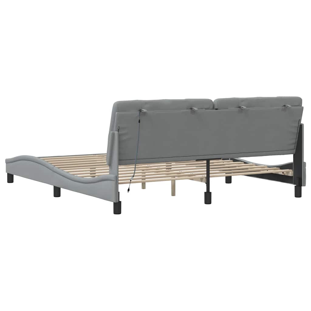 vidaXL Bettgestell mit LED ohne Matratze Hellgrau 180x200 cm Stoff