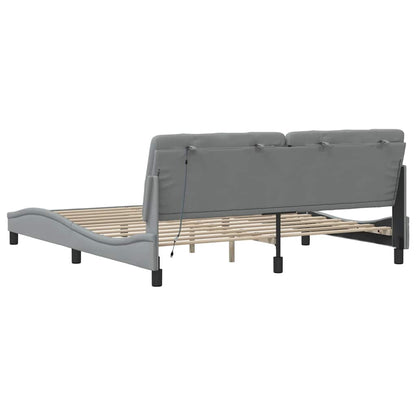 vidaXL Bettgestell mit LED ohne Matratze Hellgrau 180x200 cm Stoff
