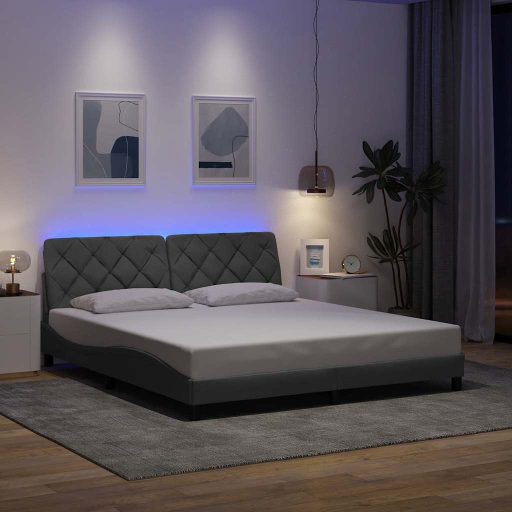 vidaXL Bettgestell mit LED ohne Matratze Hellgrau 180x200 cm Stoff