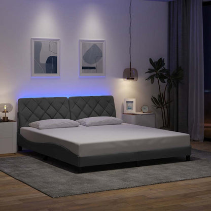 vidaXL Bettgestell mit LED ohne Matratze Hellgrau 180x200 cm Stoff