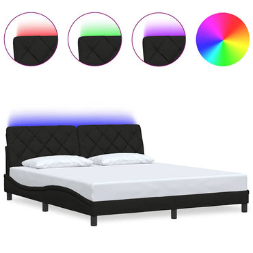 vidaXL Bettgestell mit LED ohne Matratze Schwarz 180x200 cm Stoff