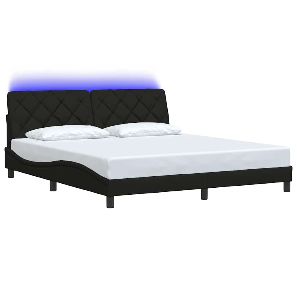 vidaXL Bettgestell mit LED ohne Matratze Schwarz 180x200 cm Stoff