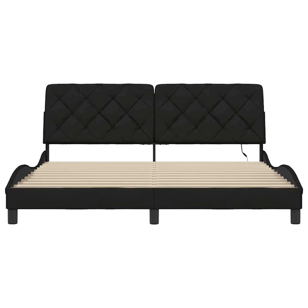 vidaXL Bettgestell mit LED ohne Matratze Schwarz 180x200 cm Stoff