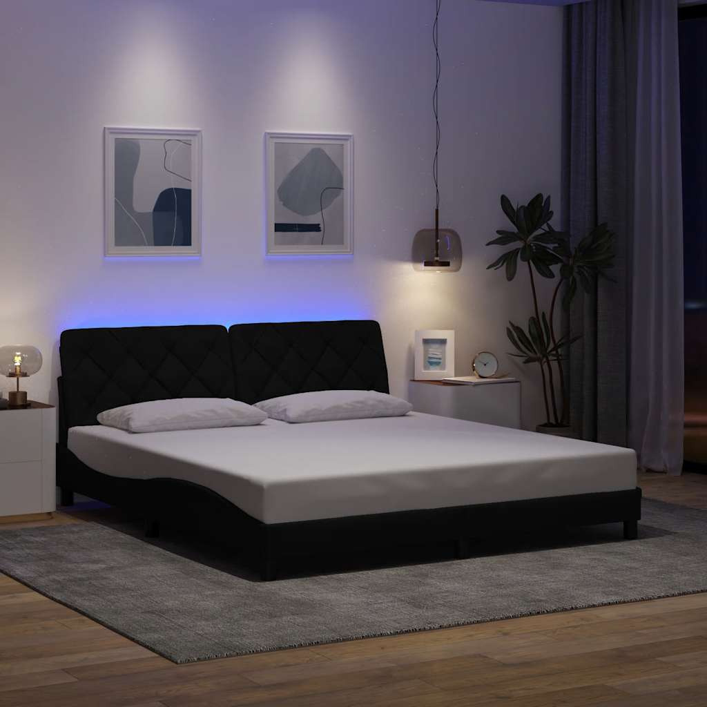 vidaXL Bettgestell mit LED ohne Matratze Schwarz 180x200 cm Stoff