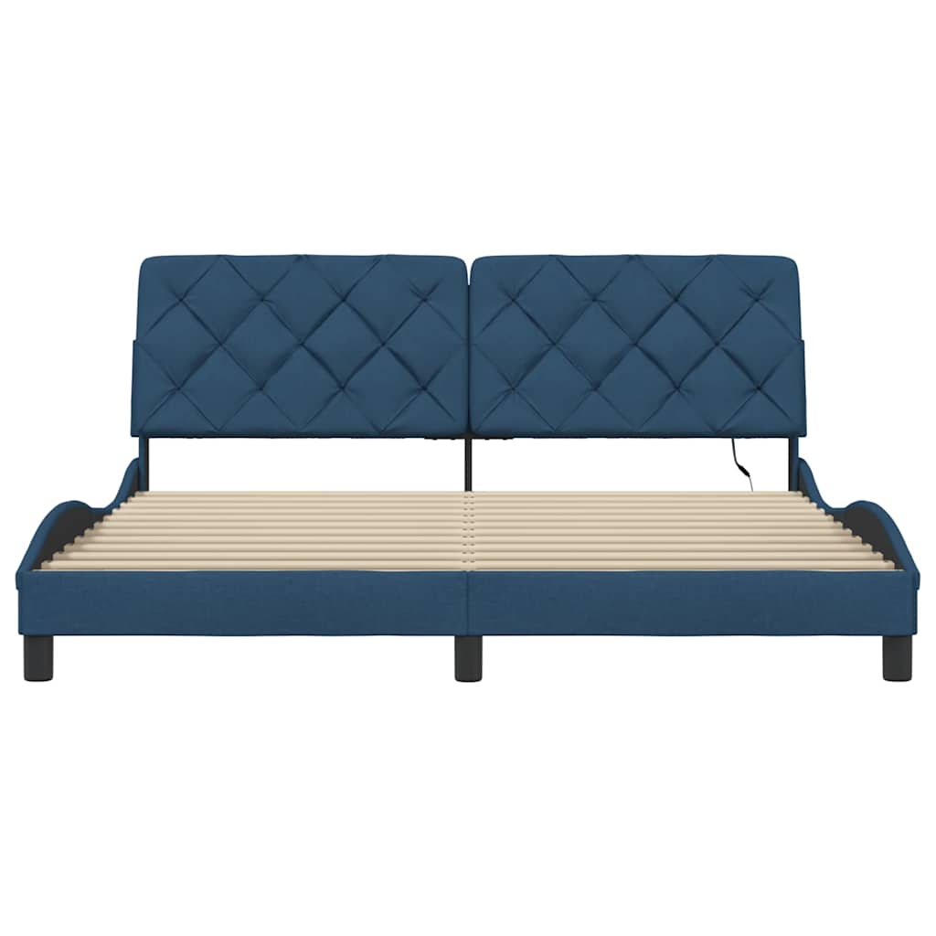 vidaXL Bettgestell mit LED ohne Matratze Blau 180x200 cm Stoff