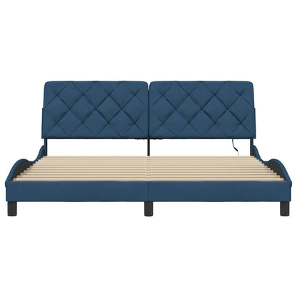 vidaXL Bettgestell mit LED ohne Matratze Blau 180x200 cm Stoff