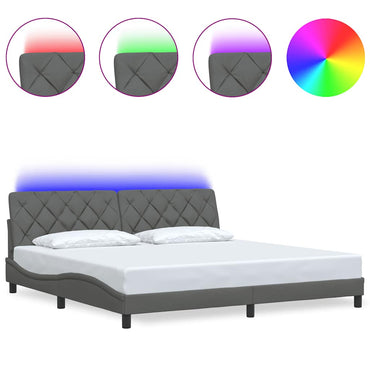 vidaXL Bettgestell mit LED ohne Matratze Dunkelgrau 200x200 cm Stoff