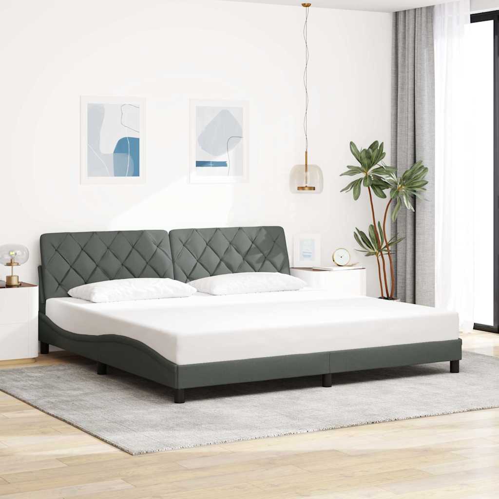 vidaXL Bettgestell mit LED ohne Matratze Dunkelgrau 200x200 cm Stoff