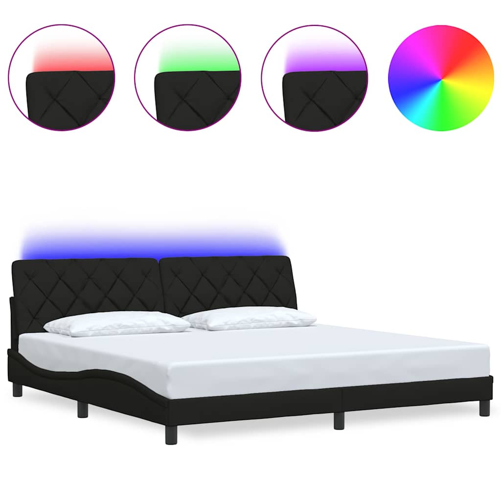 vidaXL Bettgestell mit LED ohne Matratze Schwarz 200x200 cm Stoff