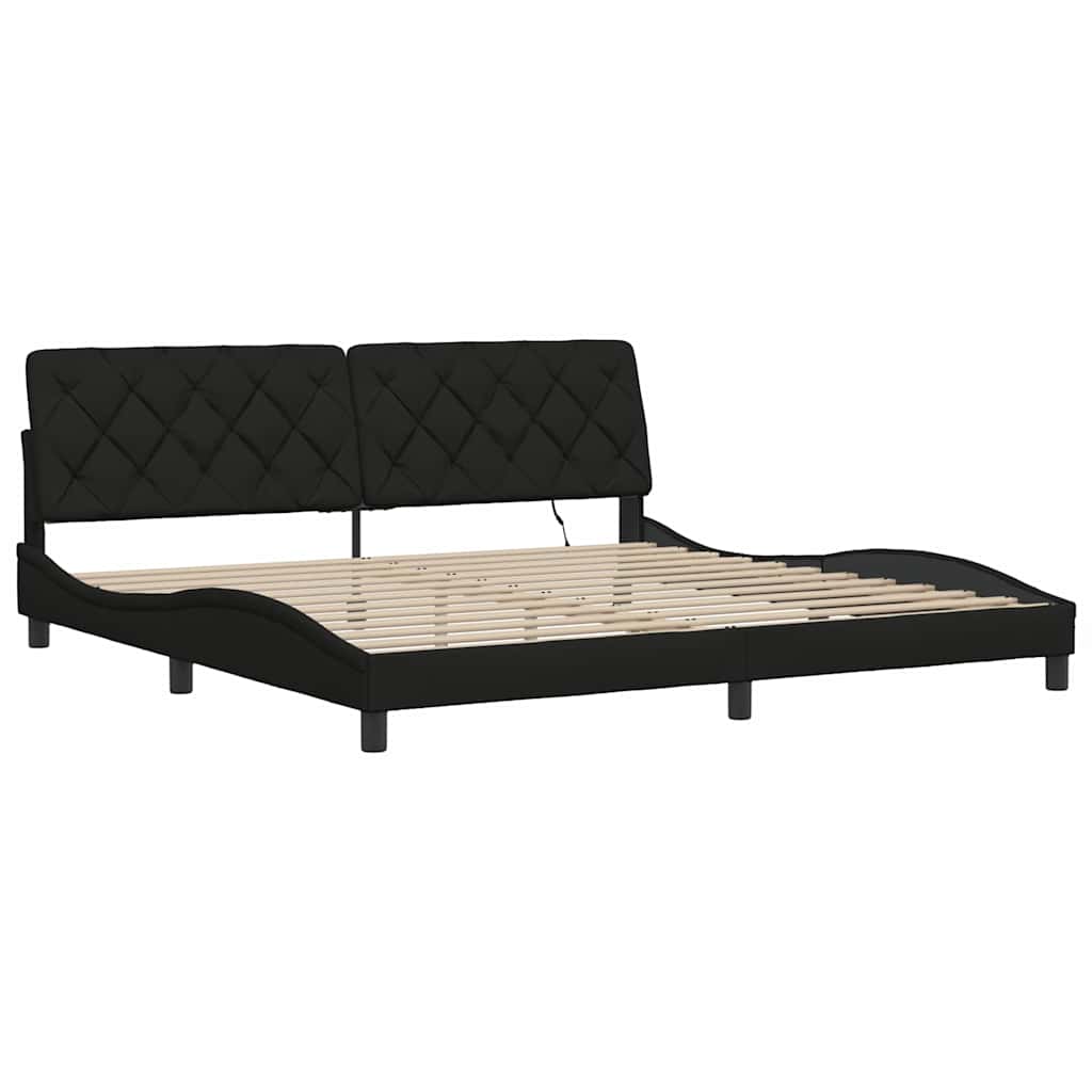 vidaXL Bettgestell mit LED ohne Matratze Schwarz 200x200 cm Stoff