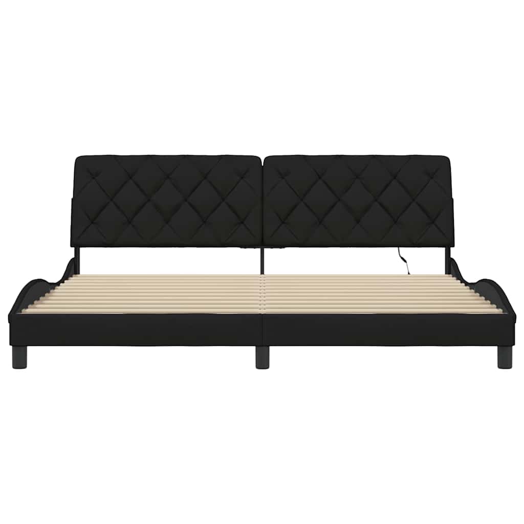 vidaXL Bettgestell mit LED ohne Matratze Schwarz 200x200 cm Stoff