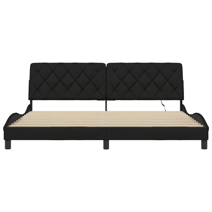 vidaXL Bettgestell mit LED ohne Matratze Schwarz 200x200 cm Stoff