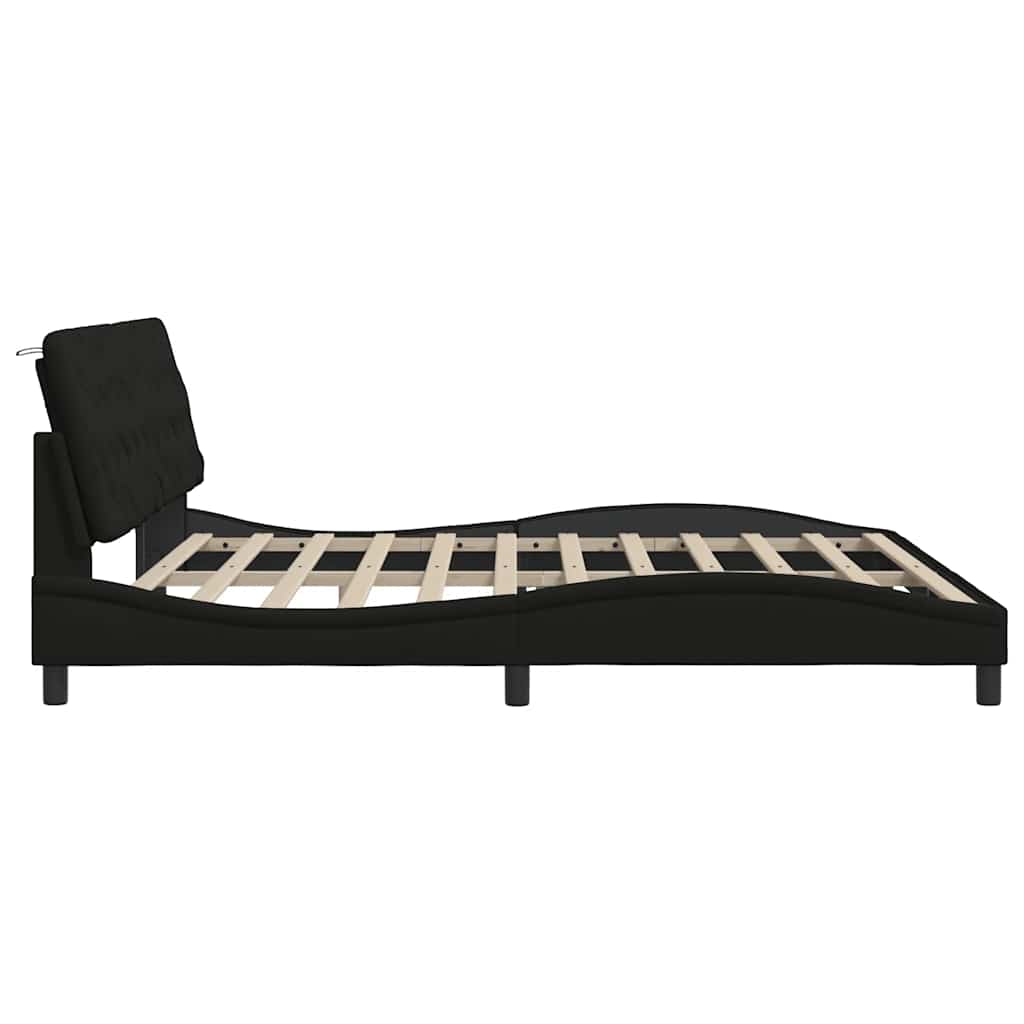 vidaXL Bettgestell mit LED ohne Matratze Schwarz 200x200 cm Stoff